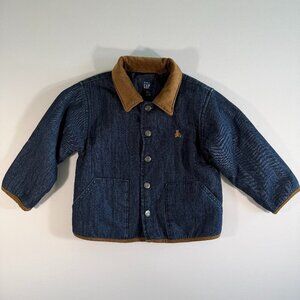 Baby GAP Blue Jean Denim Quilted Jacket Coat Sz 3Y